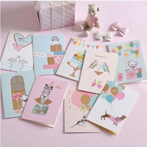 Randomly 6Mini cards invitation Greeting Card Cartoon card with envelope for Wedding Invitation thanks giving