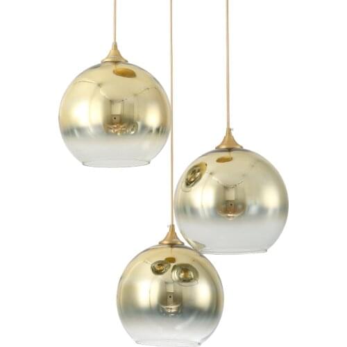 Modern Glass ball Led pendant lights Silver Gold Mirror Ball Hanglamp Kitchen Living Room Bedroom hotel suspension luminaire