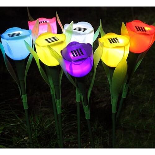 New 1pc Flower Led Fairy Light Solar Light Powered Flower Lamp Garden Fence Patio Valentines Day Garland Lights Night Light