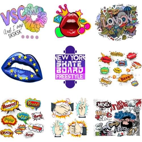 Iron on Transfer for Clothing Thermo-stickers for Children Diy Fashion Letter Patches Fusible Stripes Appliques Textile Vinyl J