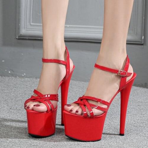 Sexy 17cm Super High Heel Summer Sandals Platform Nightclub Show Model Dance Shoes Thin Heel Womens Shoes Woman Stilettos Y0007