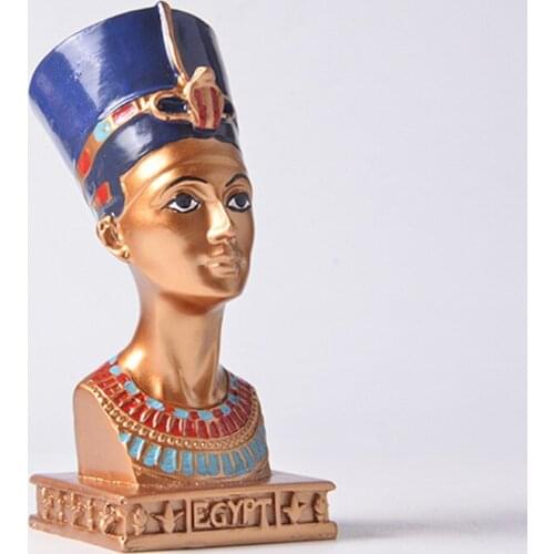 Vintage Souvenir Ornaments Egyptian Queen Head Resin Crafts Home Decoration Gifts Hand Painted Carving Travel Souvenirs