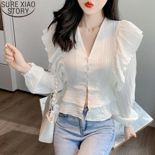 2021 Autumn Sweet Womens Tops and Blouses Chiffon Shirt Female Fashion Lace-up Shirts Women Cardigan Blusas Casual Clothes 10587