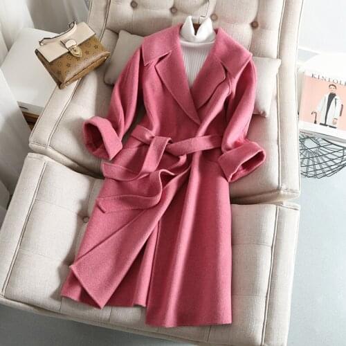 Long 100% Wool Coat Women Spring Fall Korean Wool Jacket Fashion Overcoat Coats and Jackets Women Abrigos Mujer Elegante KJ6050