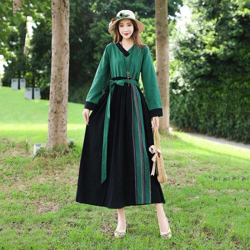 Original Design Vintage Autumn Dress 2021 New Arrival Patchwork striped Sashes Office Lady Work Dress Women Casual Spring Dress
