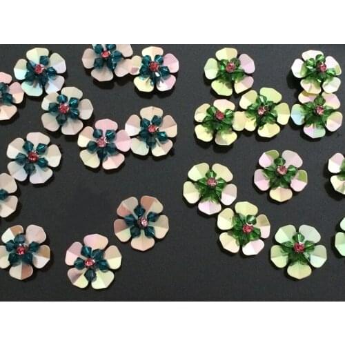 10Pcs/Lot Decorative Handmade Sequins Beads Flower Applique Patches ,Sew on,Glue on DIY Accessory Hair Clip,Bags,Brooch,Clothes