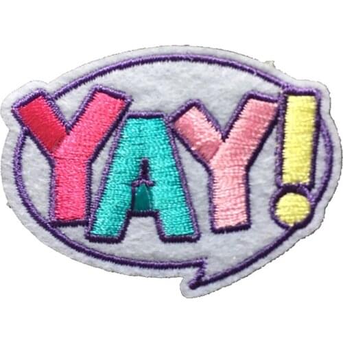 10 Pieces/lot YAY! Sew on Iron on Patch Badge for Clothing Letters Embroideried Applique Patches Sewing DIY Decoration