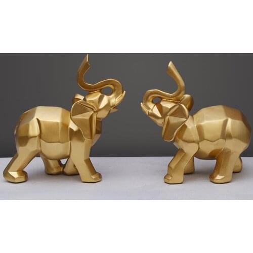 2 Pcs/Set Modern Abstract Elephant Statue Resin Ornament Home Decoration Accessories Gifts Elephant Sculpture Animal Crafts