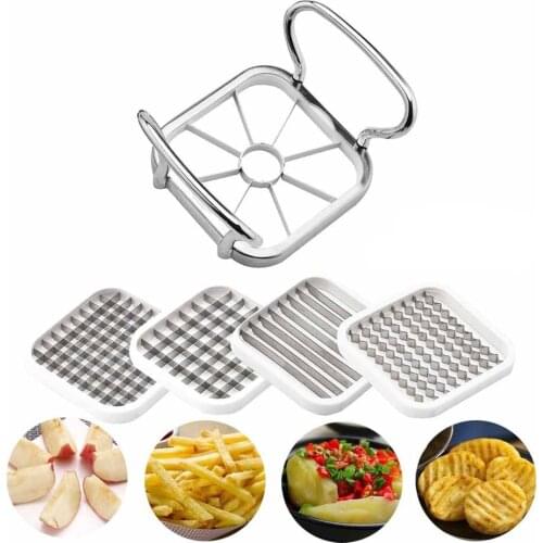 5-in-1 Quick Push Food Chopper Fruit and Vegetable Slicer Apple Pear Potato Cutter Kitchen Vegetable Dicer