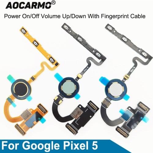 Aocarmo Home Button Fingerprint Sensor Touch ID Flex Cable Repair parts For Google Pixel 5 Power On/Off Volume Up/Down Cable