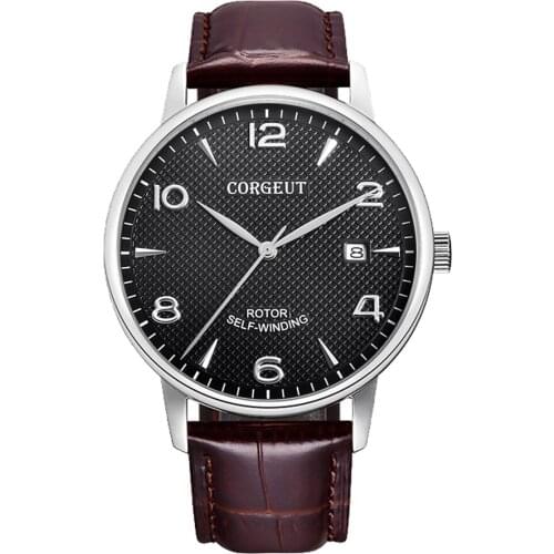 CORGEUT Fashion Brand Mechanical Waterproof Watch Citizen Movement Men Watch Sports Automatic Date Luminous Watch Clock смотреть