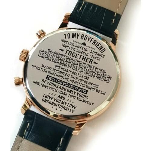 K4700-1 To My Boyfriend Luxury Waterproof Engraved Watches Sport Men Watches Wrist Wathes Military Birthday Anniversary Gifts