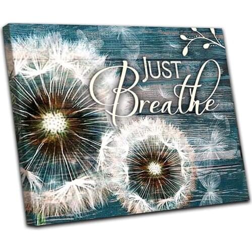 Rustic Dandelion Canvas Inspiration Motivation Just Breathe Paintings Plants Nordic Wall Art Pictures For Girl Room Home Decor
