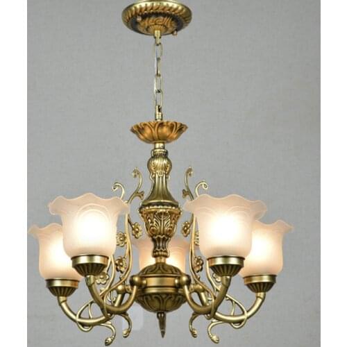 European Bronze Metal Living Room Chandelier Dining Room Restaurant Glass Chandelier Lights Corridor Hallway Balcony Chandelier