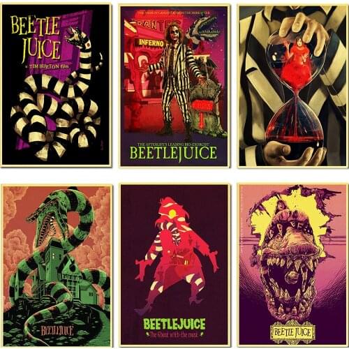 Horror Film Beetlejuice retro poster kraft paper sticker home decoration wall sticker
