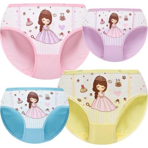 4Pc Cotton Panties Girls Short Briefs Baby Underwear Panties 2 to 10 years