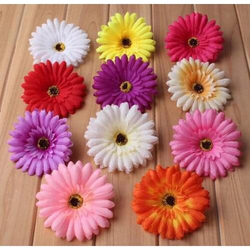 10cm 20pcs large Silk Gerbera Artificial Flower Head For Wedding Car Decoration DIY Garland Decorative Floristry Fake Flowers