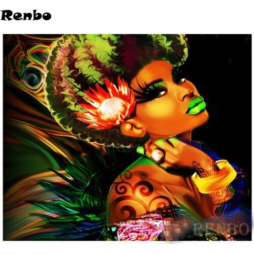 Home Decoration Pictures DIY Diamond Painting African women Cross Stitch Diamond Embroidery full square round drill Mosaic gift