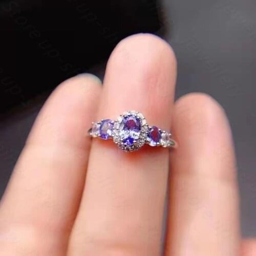 Super beautiful high-quality tanzanite ring, 925 silver womens new ring, demonstrating youthful temperament