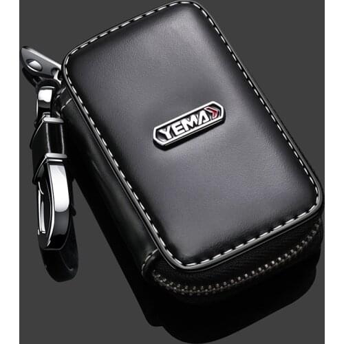 Leather Remote Car Key Case key cover Protective Shell For Ford Mustang Shelby GT 350 500 Cobra letter mark Key Case key chain
