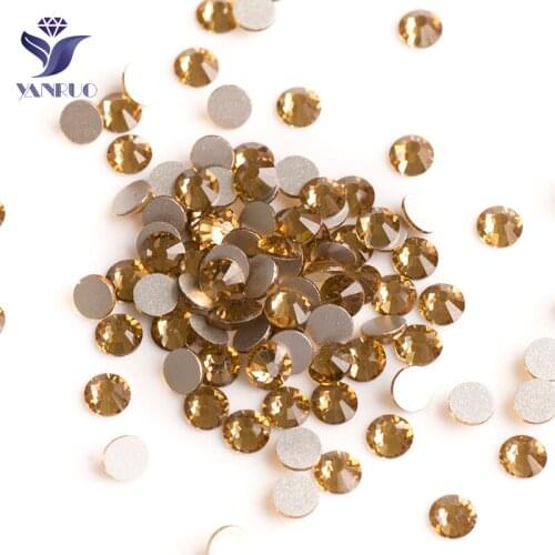YANRUO 2058NoHF Lt Colorado Topaz Not Hotfix Crystals FlatBack Strass Glue on For Clothes Nails Art Dress Rhinestone