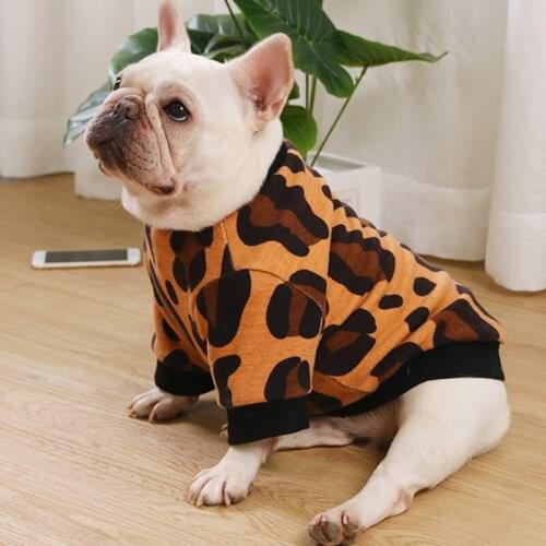 Leopard Dog Clothes Winter Pet Coat French Bulldog Clothing Pug Cat Puppy Apparel Poodle Pomeranian Schnauzer Costumes