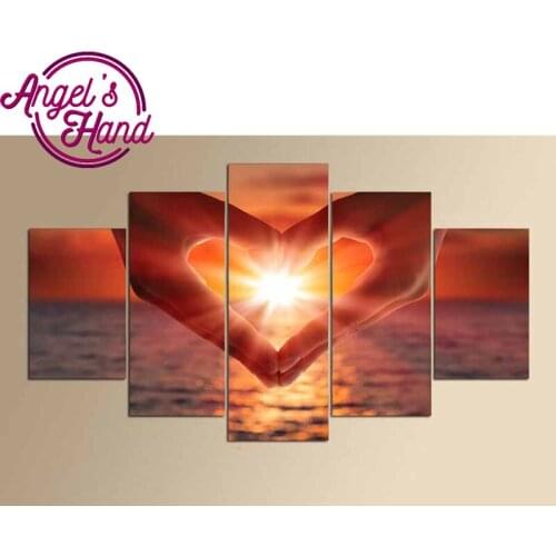 Bead Diamond embroidery sea sunrise love 5pcs 5d diy diamond painting mosaic pattern pictures full square rhinestones household