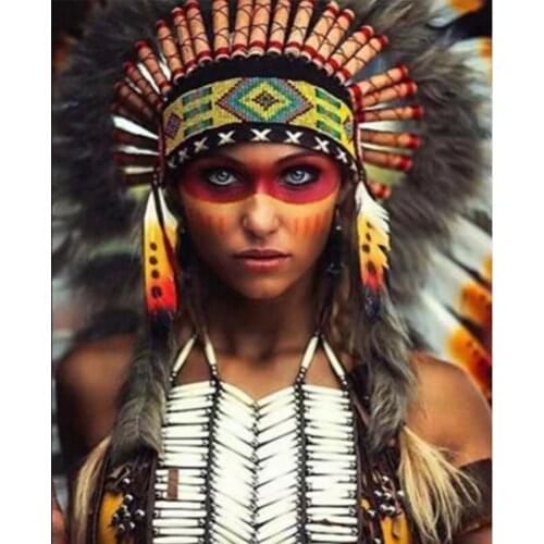 Girl Indian Woman Painting by numbers kit for adult Paint by Number on Canvas Wall Art For Home Decor