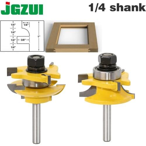 2 Bit Rail and Stile Router Bit Set - 1/4" Shank door knife Woodworking cutter Tenon Cutter for Woodworking Tools