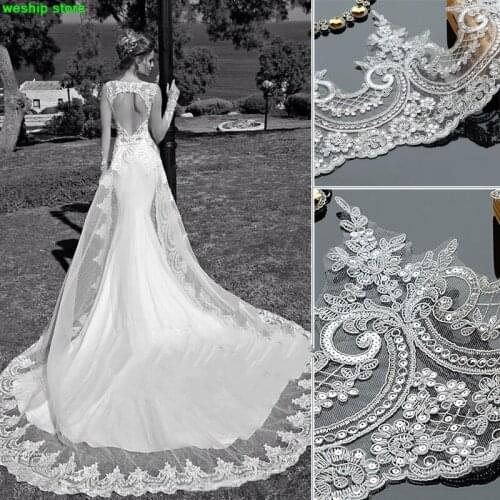 NEW DIY European sequins Bone lace garment accessories for Bride veil Wedding dress belt Window curtains 1m