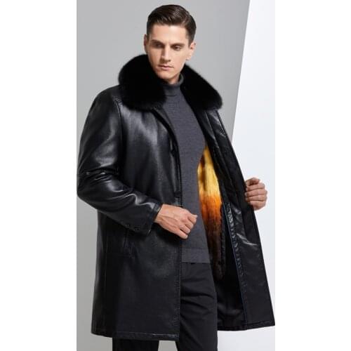 New Style Men Leather Coats Long Section Jacket And Coat Male Leather Coat Winter Style ,leather Jacket