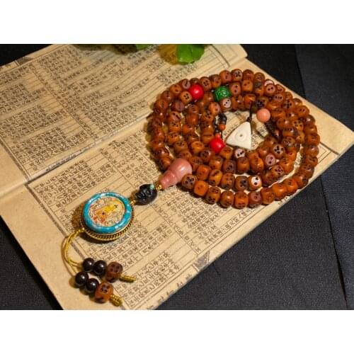 Wholesale Tibetan Leopard Bone Bead Dice Chain Necklace Sweater Hand-Drawn Thanka Mans Womans Jewelry