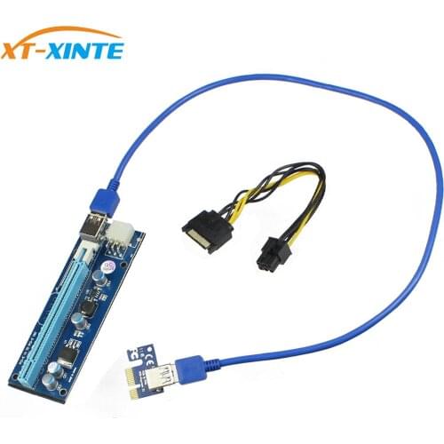 Pci Express Riser Card 1x To 16x 6Pin GPU Usb 3.0 Extender X1 X16 Adapter Card PCIE SATA 6Pin Power Cable For Miner BTC Mining