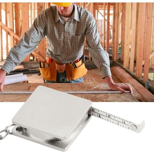 DHL 500PCS 70~80cm Mini Multifunction Metal Creative Silvery Tape Measure Keychain Ruler