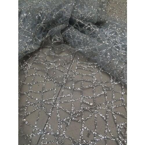 Special tulle lace fabric with glued glitter african tulle net lace fabric SYJ-52719 for bridal dress