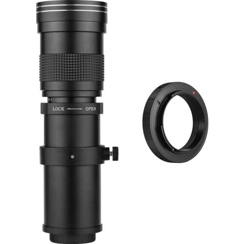 Camera MF Super Telephoto Zoom Lens F/8.3-16 420-800mm T2 Mount with AI-mount Adapter Ring Universal 1/4Thread for Nikon D50 D90