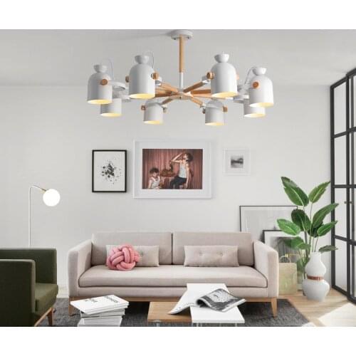 Nordic solid wood LED chandelier modern minimalist style bedroom living room dining room ceiling lamp apartment lighting