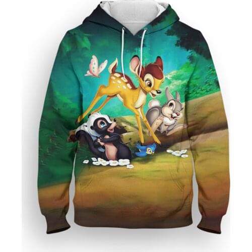 Bambi Womens Oversize Hoodie Disney 3D Print Cartoon Anime Children Sweatshirt Fashion Spring Streetwear Mens Clothing