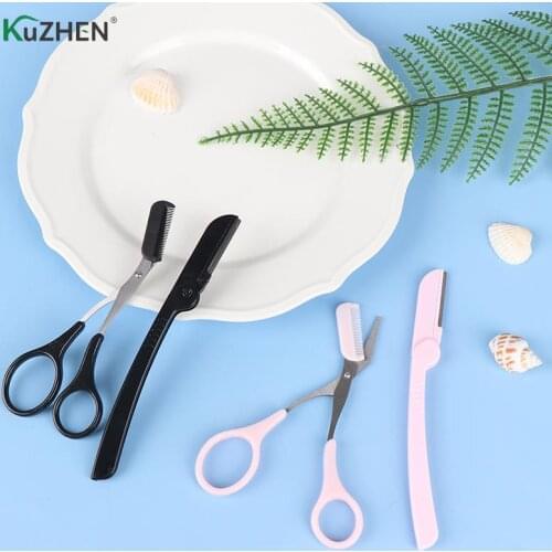 Eyebrow Trimmer Scissor With Comb Facial Hair Removal Grooming Shaping Shaver Trimmer Eyelash Hair Clips Makeup Accessories