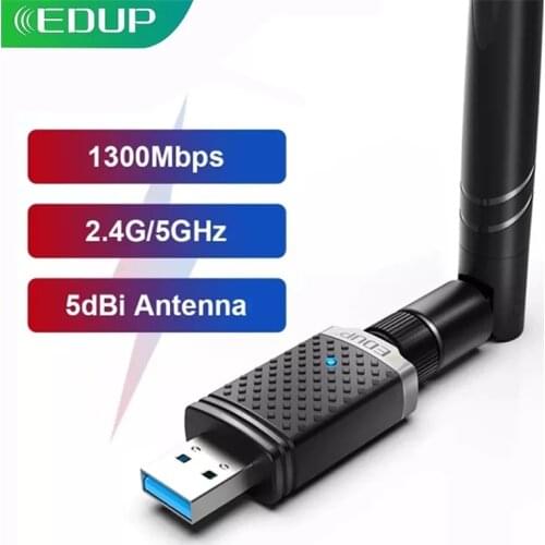 EDUP 1300Mbps USB WIFI Adapter Dual Band 5G/2.4Ghz RTL8812BU USB 3.0 AC Wi-Fi Dongle Network Card for PC Laptop Accessories