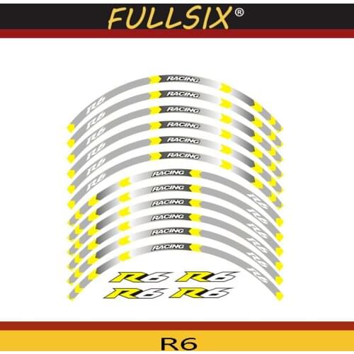 8 color for YAMAHA YZF R6 motorcycle 17inch wheel decals Reflective stickers rim stripes YZF R6 motorbike YZF R6