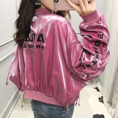 Spring Hong Kong Style Womens Coat 2020 Korean Style Loose Bright Short Jacket Student Womens Baseball Suit Tide