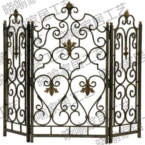 High-grade, wrought iron floor mantel Wai flameproof enclosure fire screen1124