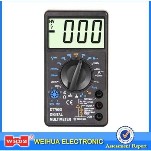 WHDZ DT700D Mini Digital Multimeter Large Screen Overload protection Buzzer Square Wave Output Ampere Voltage Ohm Tester Probe