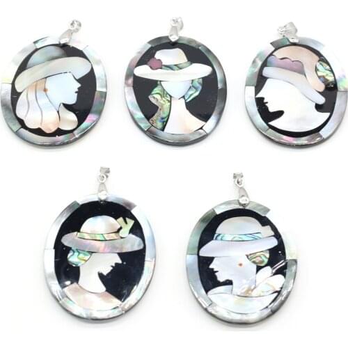 1pcs New Natural Oval Shell Pendants Charms for Necklace Earrings Jewelry Making Women Party Accessory Gifts Size 42x52mm