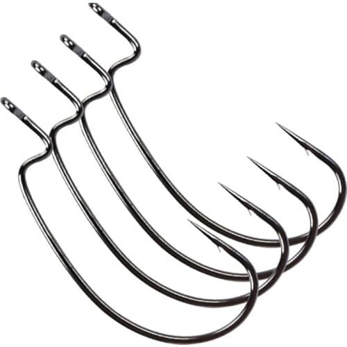 10pcs/lot High-carbon Steel Fishing Hooks Offset Wide Crank Hook Worm Fishhooks Lure Softjerk Hooks 6#-5/0 Fishing Tackle 2021