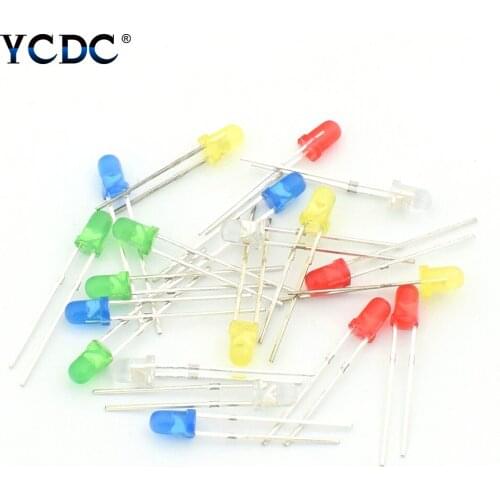 100pcs/500pcs Lots F3 3mm F5 5mm 2000-3000mcd lamp Beads kit DIY Lights LED Emitting Diode Straw Ultra Bright Round Water Clear