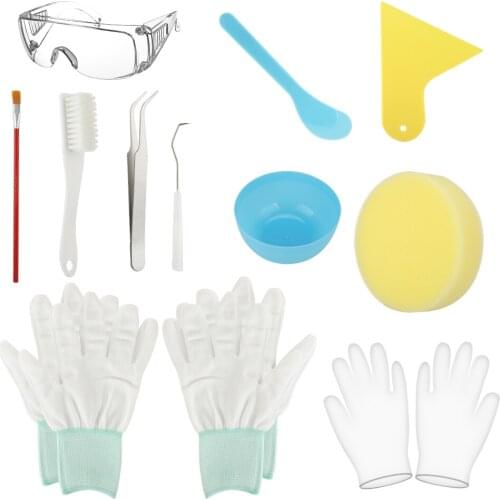 11pcs Ceramic Mosaic Tool Kit Scraper Tweezer Hook Spatula Sponge Glove for Mosaic Making Tools Starter Set for Art