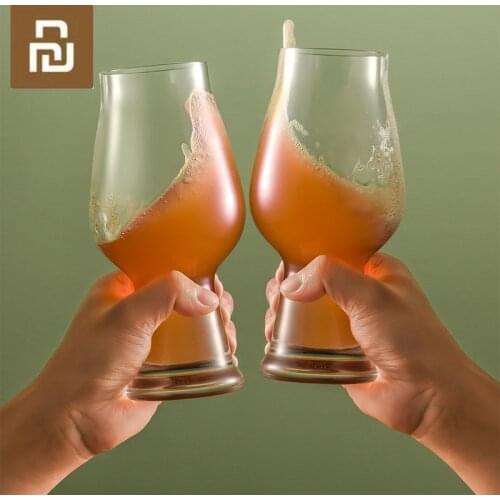 2pcs Xiaomi Mijia Circle Joy Crystal Craft Beer Cup Transparent Crystal Glass Cup for Whiskey Wine Club Beer Wine Glass Gift