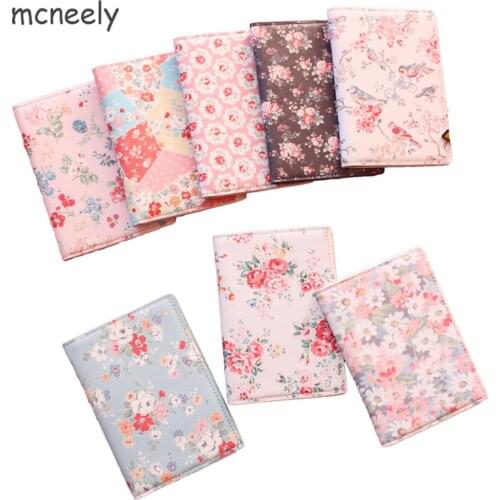 2021 Fashion Floral Print PU Leather Passport Holde,Passport Cover for Travel Card Holder Bag, 22 Style for choose,size 14*10cm